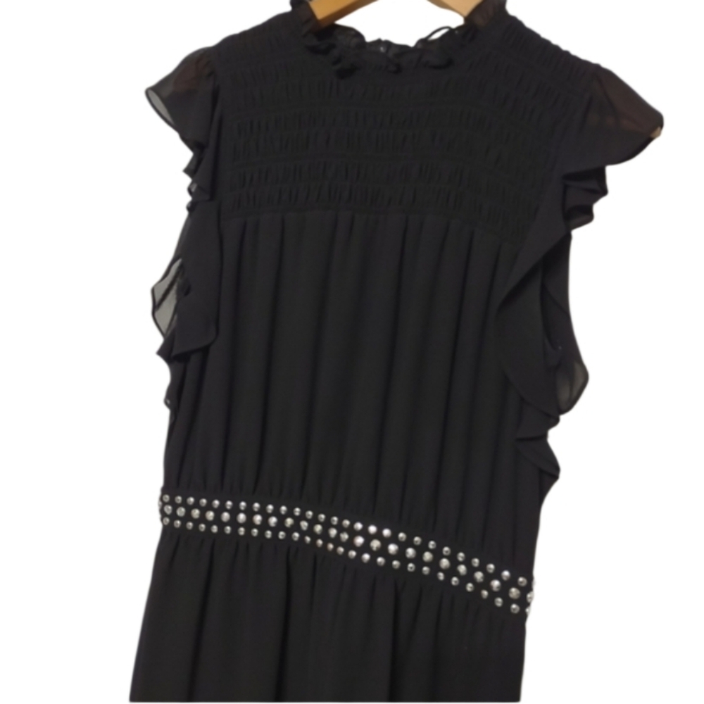 Michael Kors Studded Chiffon Dress with Pockets Size Medium Black - Picture 5 of 9